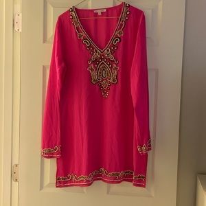 Flint and Moss beach pink sequin cover up